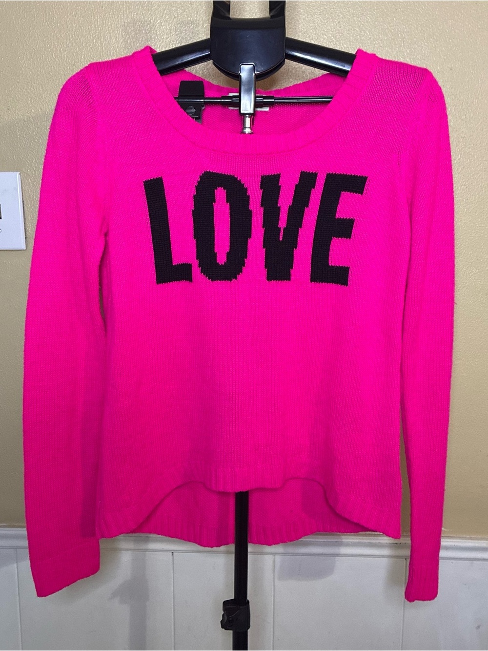 lei Hot Pink Knit Sweater with Black LOVE Script